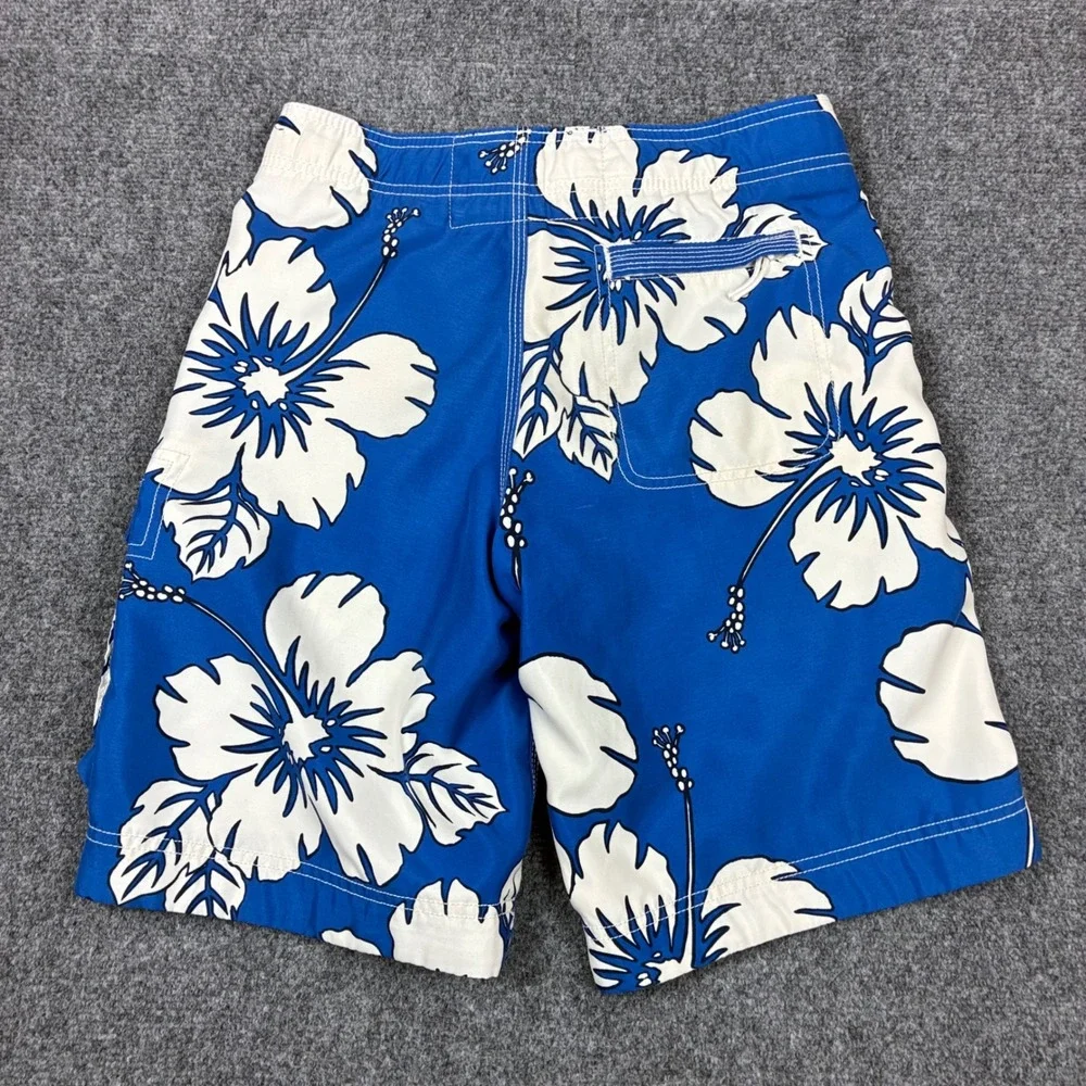 Abercrombie Mens Size Medium Blue White Floral Hibiscus Board Shorts Swim Trunks
